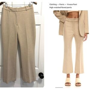 Aritzia Wilfred Vivace Pant High Waisted Flared Pants in Heather Oat Beige Sz 6